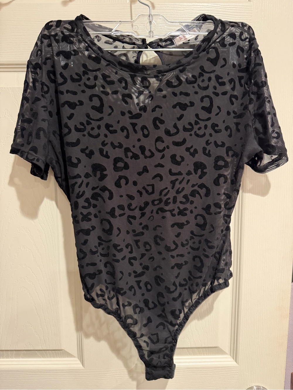 Sheer Leopard Print Black Bodysuit